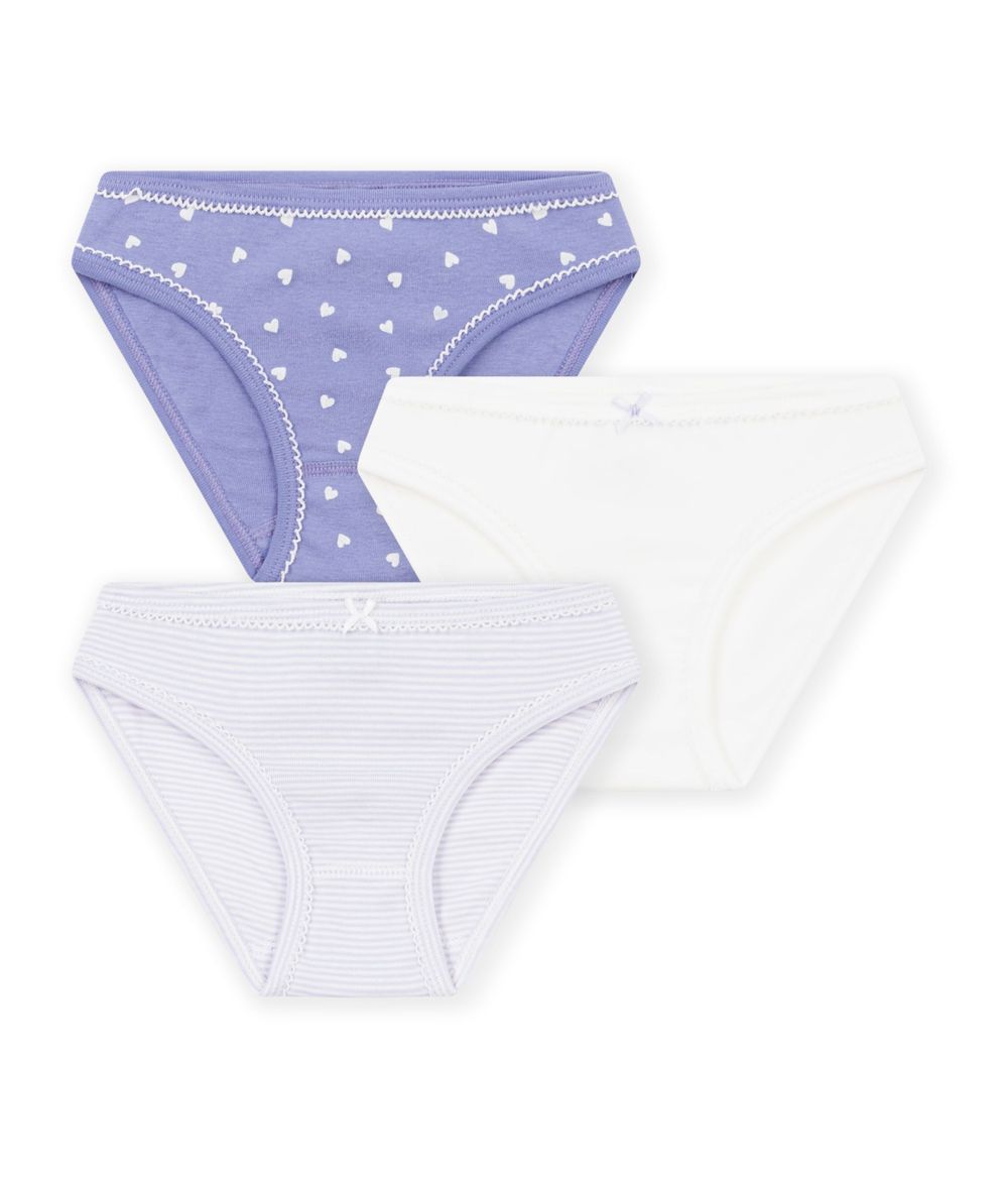 Petit Bateau - 3pc-Set - Girls Heart Print Cotton Underpants - Multicolor