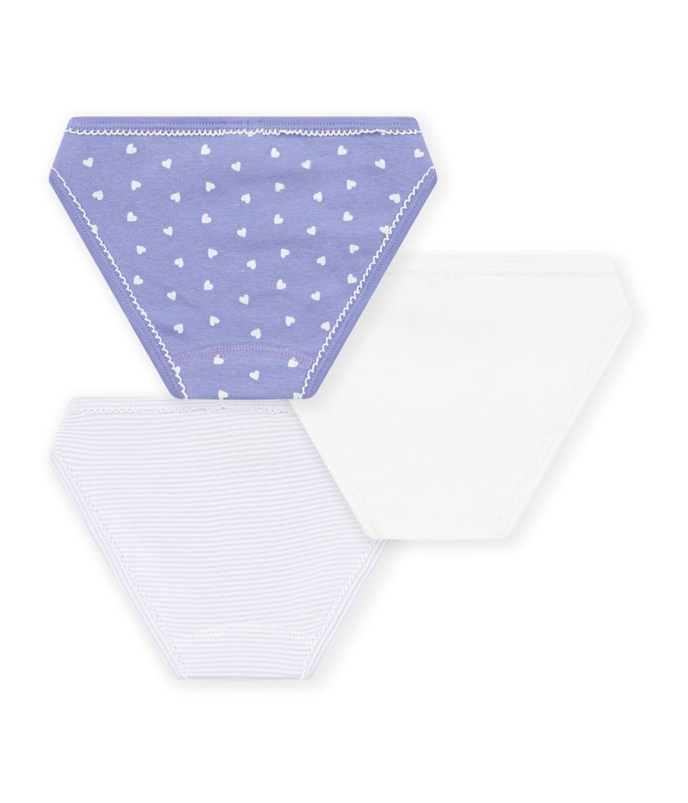 Petit Bateau - 3pc-Set - Girls Heart Print Cotton Underpants - Multicolor