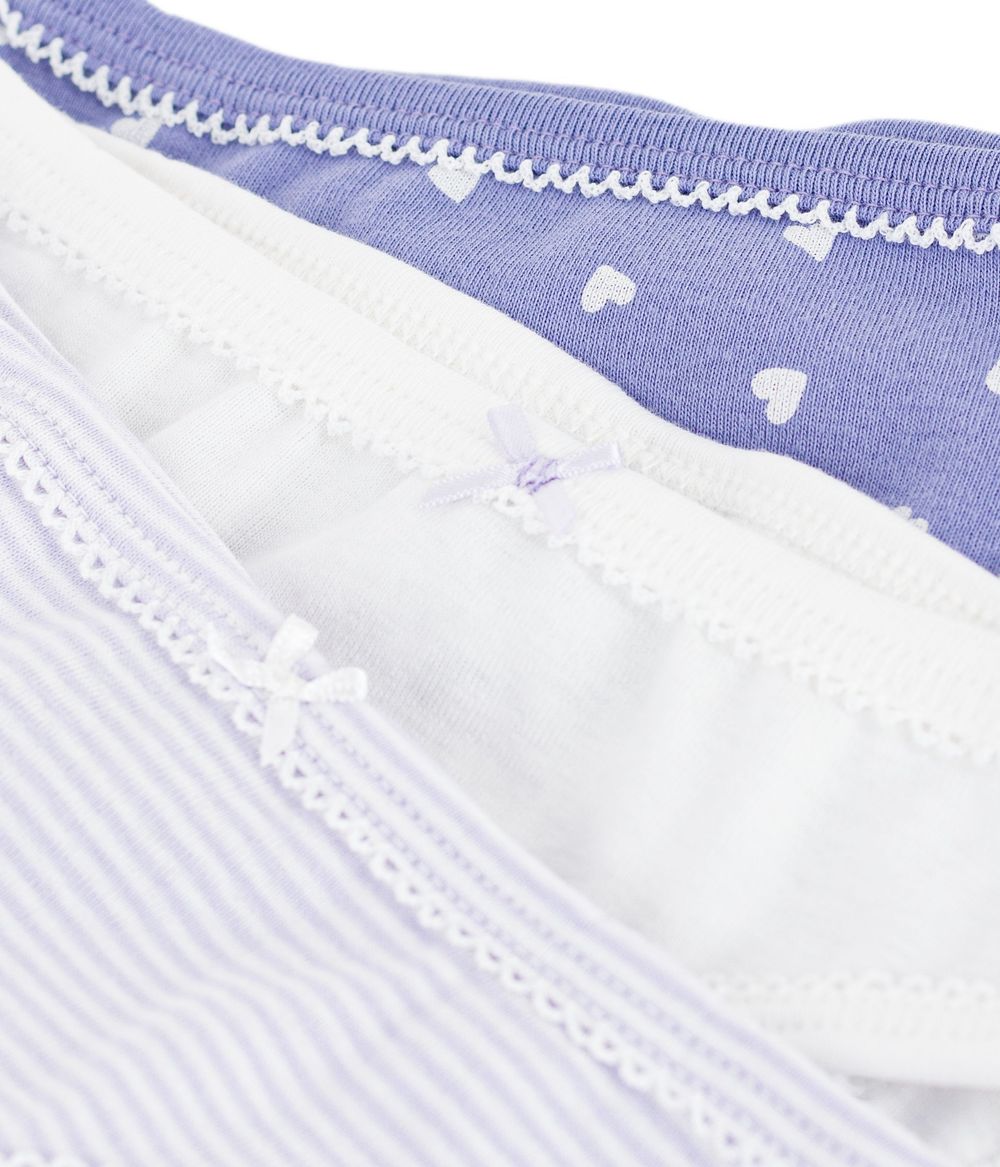 Petit Bateau - 3pc-Set - Girls Heart Print Cotton Underpants - Multicolor
