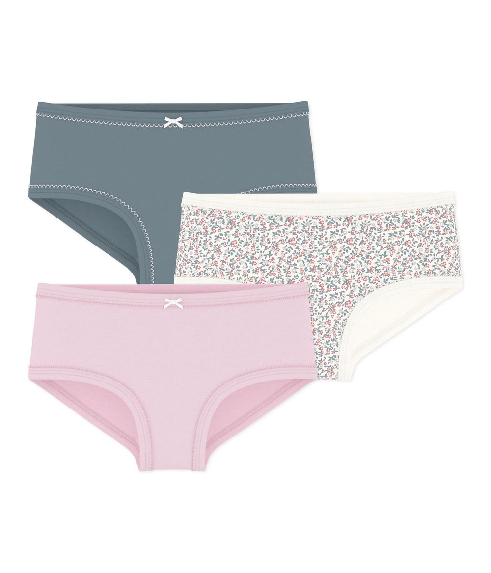 Petit Bateau - 3pc-Set - Girls High-Waisted Cotton Underpants - Multicolor