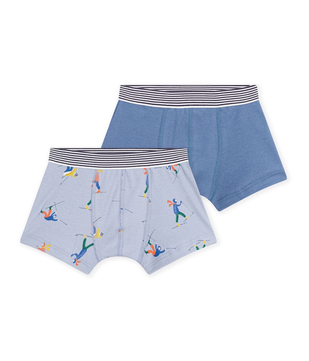 Petit Bateau - 2pc-Set - Boys Skier-Print Cotton Boxers - Multicolor