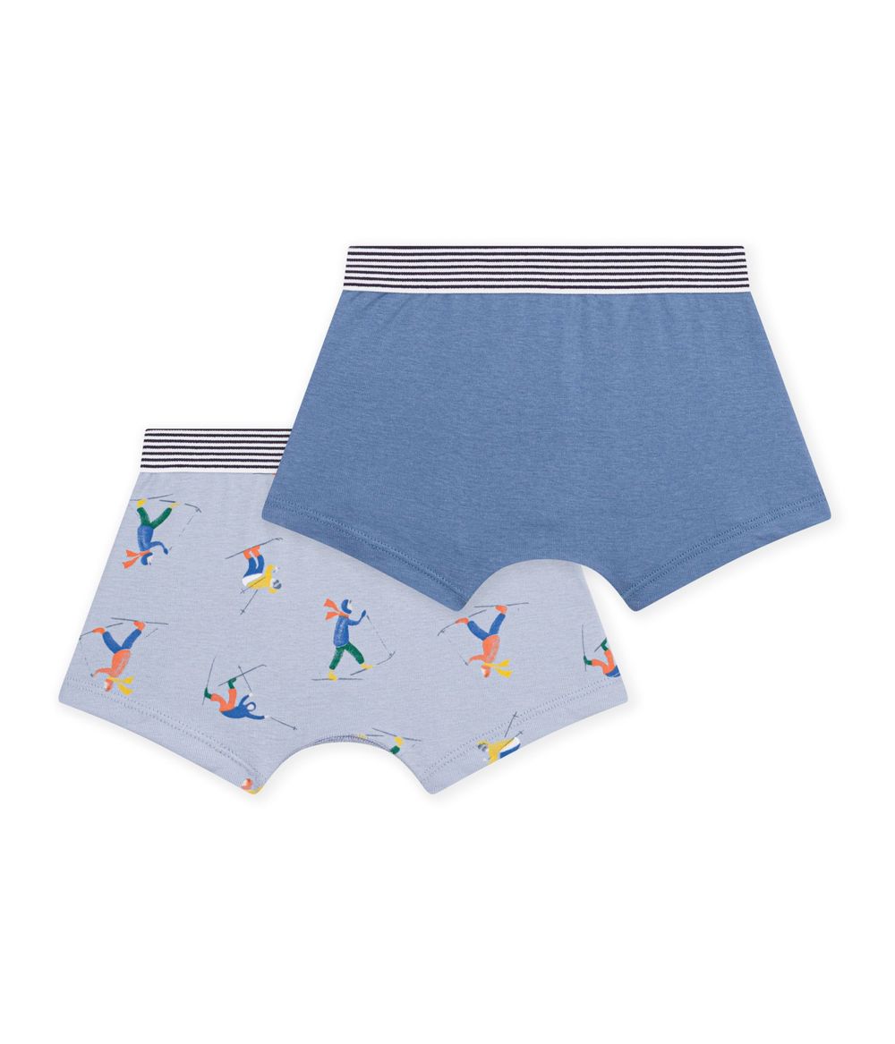 Petit Bateau - 2pc-Set - Boys Skier-Print Cotton Boxers - Multicolor