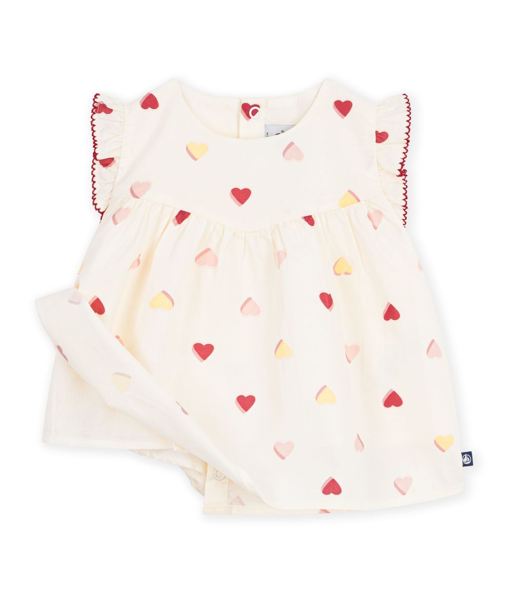 Petit Bateau - Baby Girl's Heart Printed Sleeveless Poplin Blouse - Milk