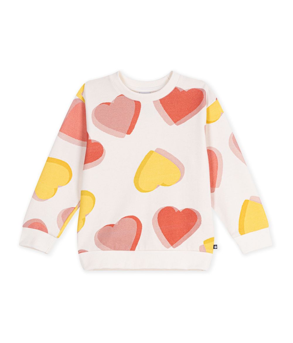 Petit Bateau - Girl's Hearts Printed Cotton Sweatshirt - Multicolor