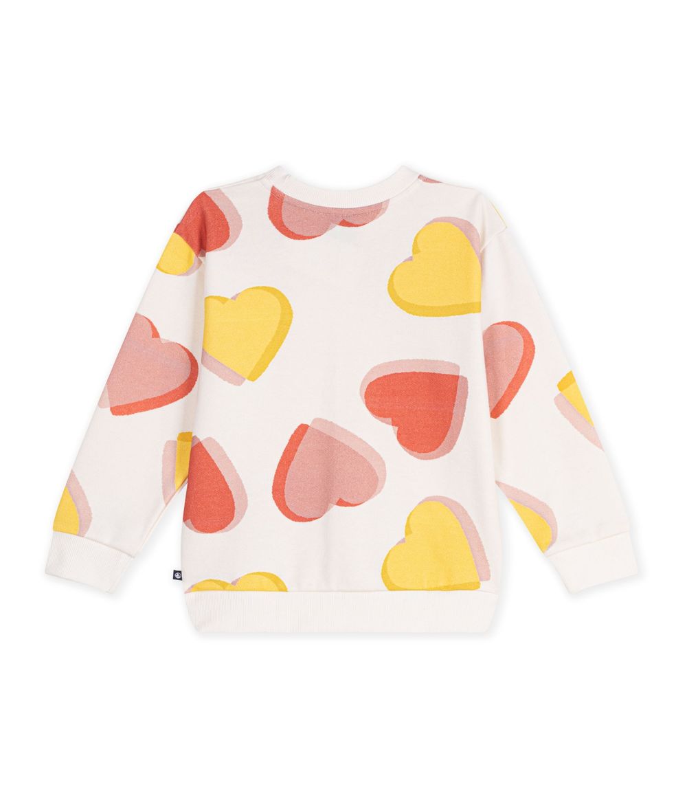Petit Bateau - Girl's Hearts Printed Cotton Sweatshirt - Multicolor