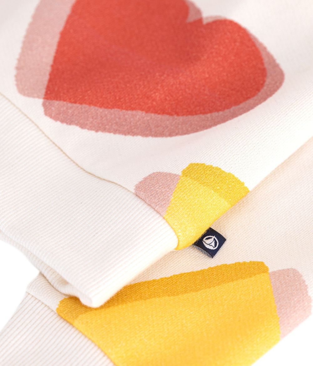 Petit Bateau - Girl's Hearts Printed Cotton Sweatshirt - Multicolor