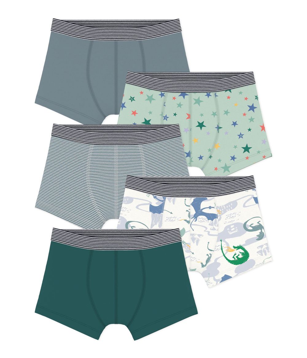 Petit Bateau - 5pc-Set - Boys Multi Print Cotton Boxers - Multicolor