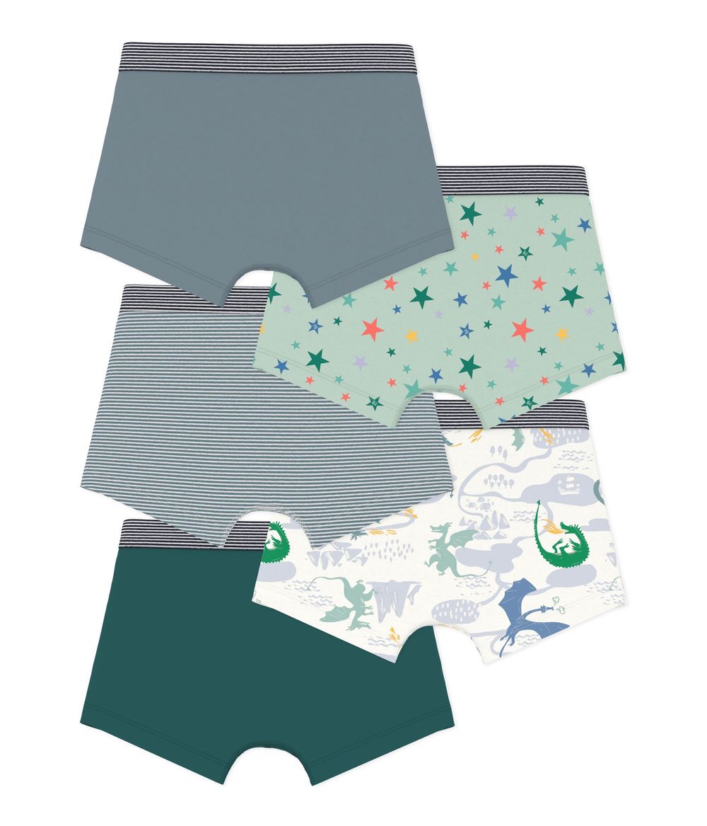Petit Bateau - 5pc-Set - Boys Multi Print Cotton Boxers - Multicolor