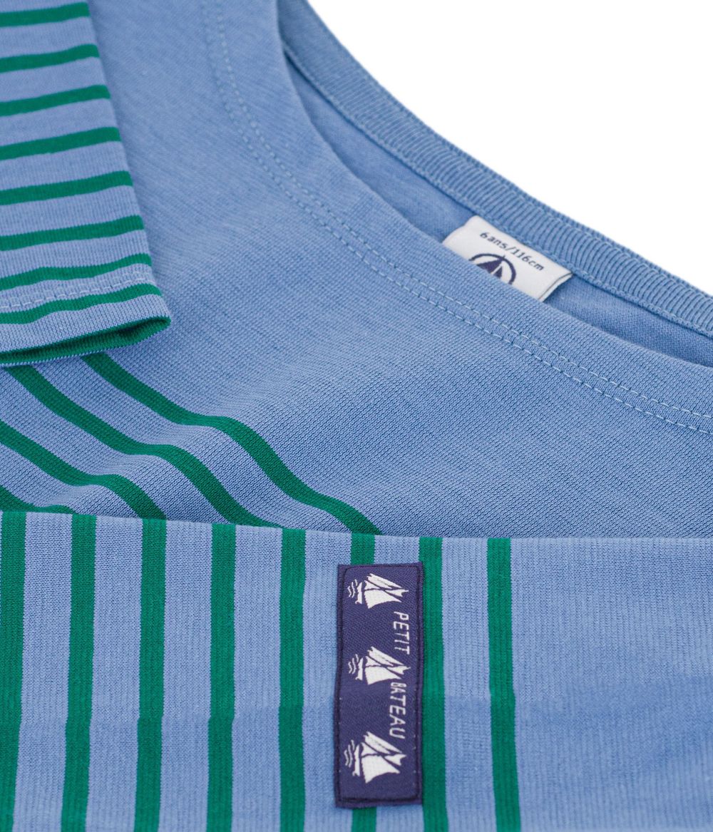 Petit Bateau - Boy's Long Sleeves Breton Top - Riviera/Evergreen