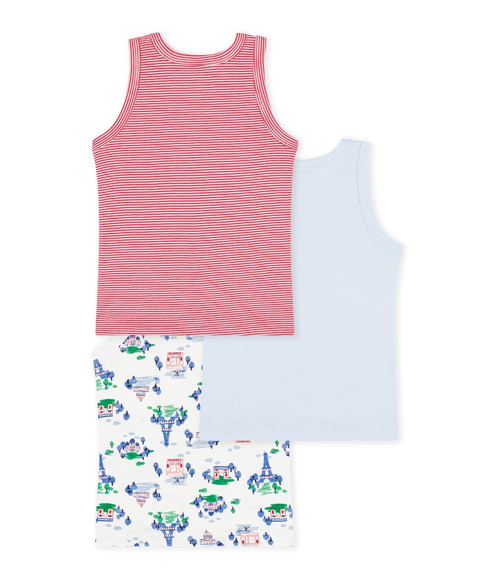 Petit Bateau - 3pc-Set - Paris Printed Cotton Tank Tops - Multicolor