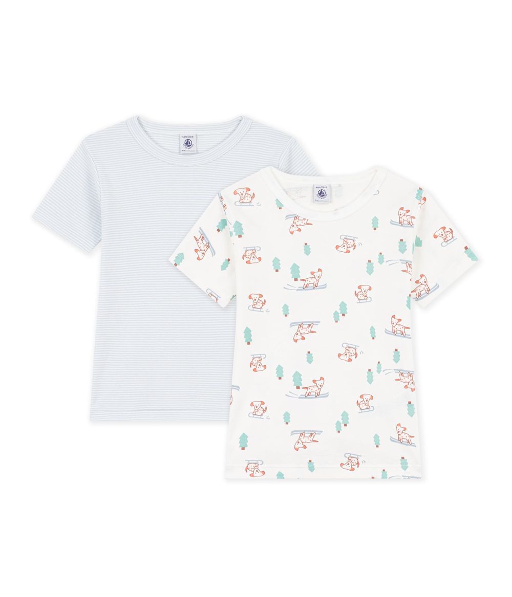 Petit Bateau - 2pc-Set - Short Sleeves Dog Printed Cotton T-Shirts