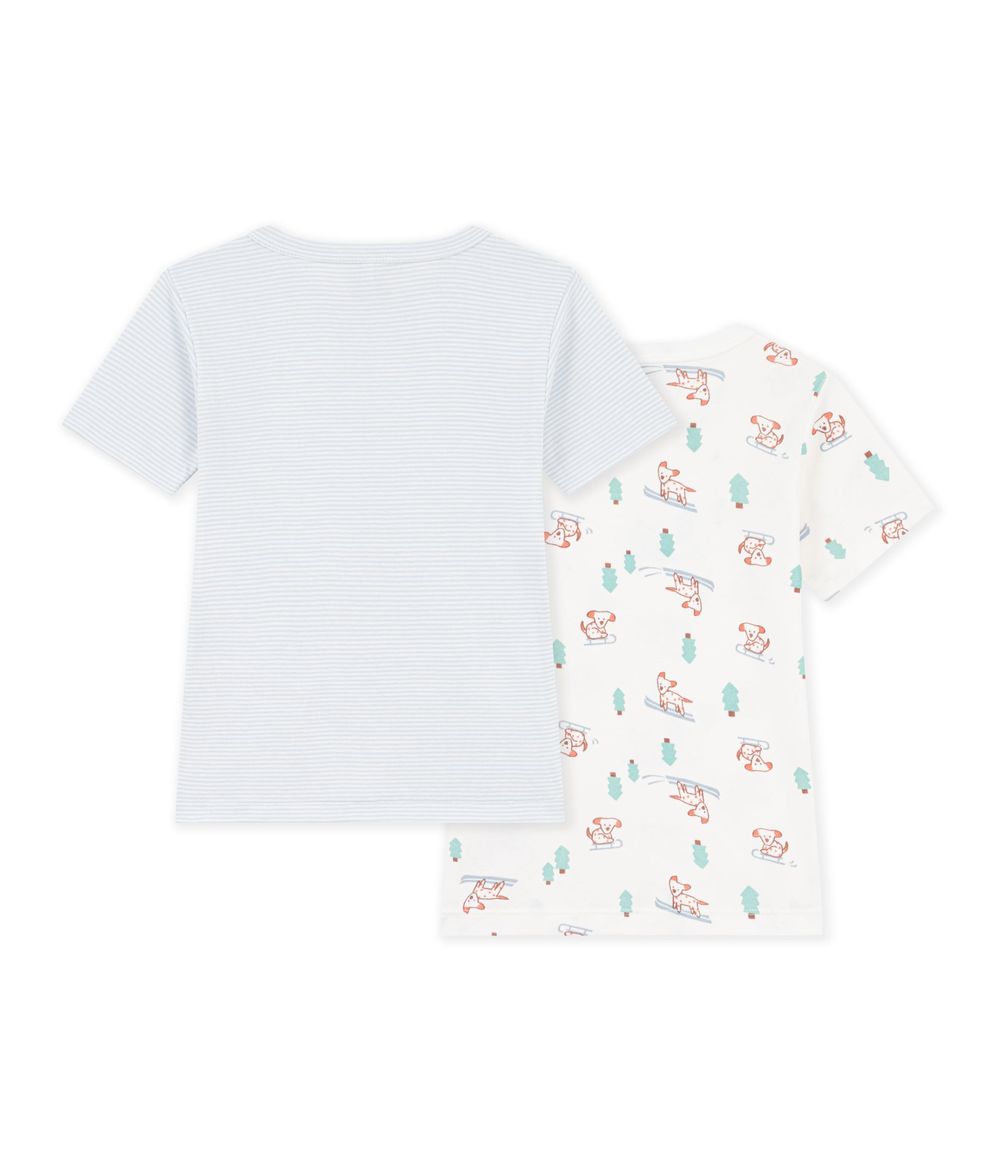Petit Bateau - 2pc-Set - Short Sleeves Dog Printed Cotton T-Shirts