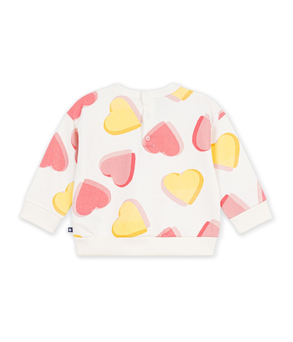 Petit Bateau - Baby Girl Heart Design Cotton Sweatshirt - Multicolor