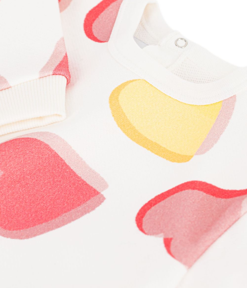 Petit Bateau - Baby Girl Heart Design Cotton Sweatshirt - Multicolor