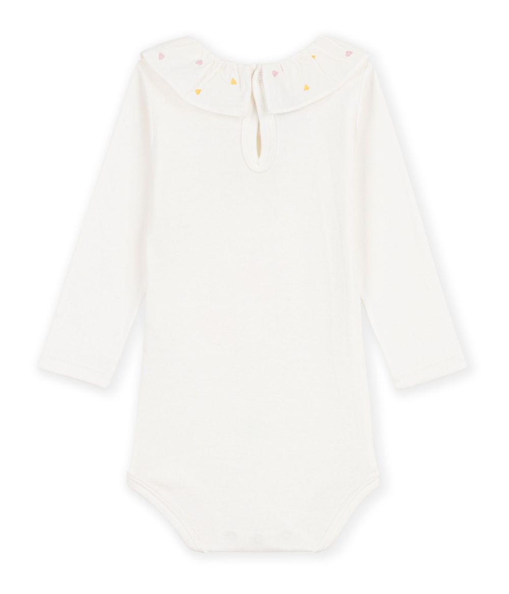 Petit Bateau - Plain Cotton Body With Embroidered Collar - Marshmallow