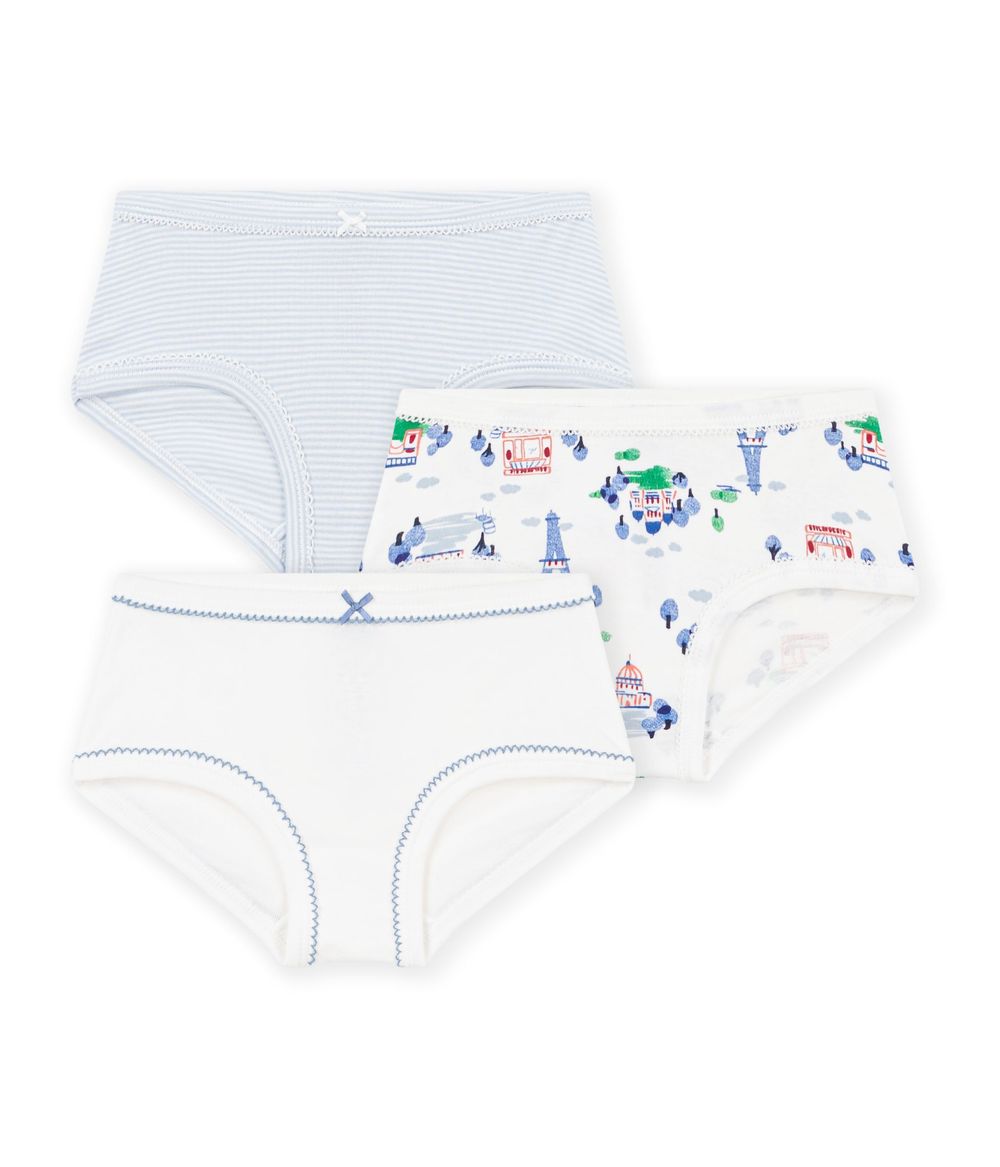 Petit Bateau - 3pc-Set - Girls Paris-Print Cotton Underpants - Multicolor
