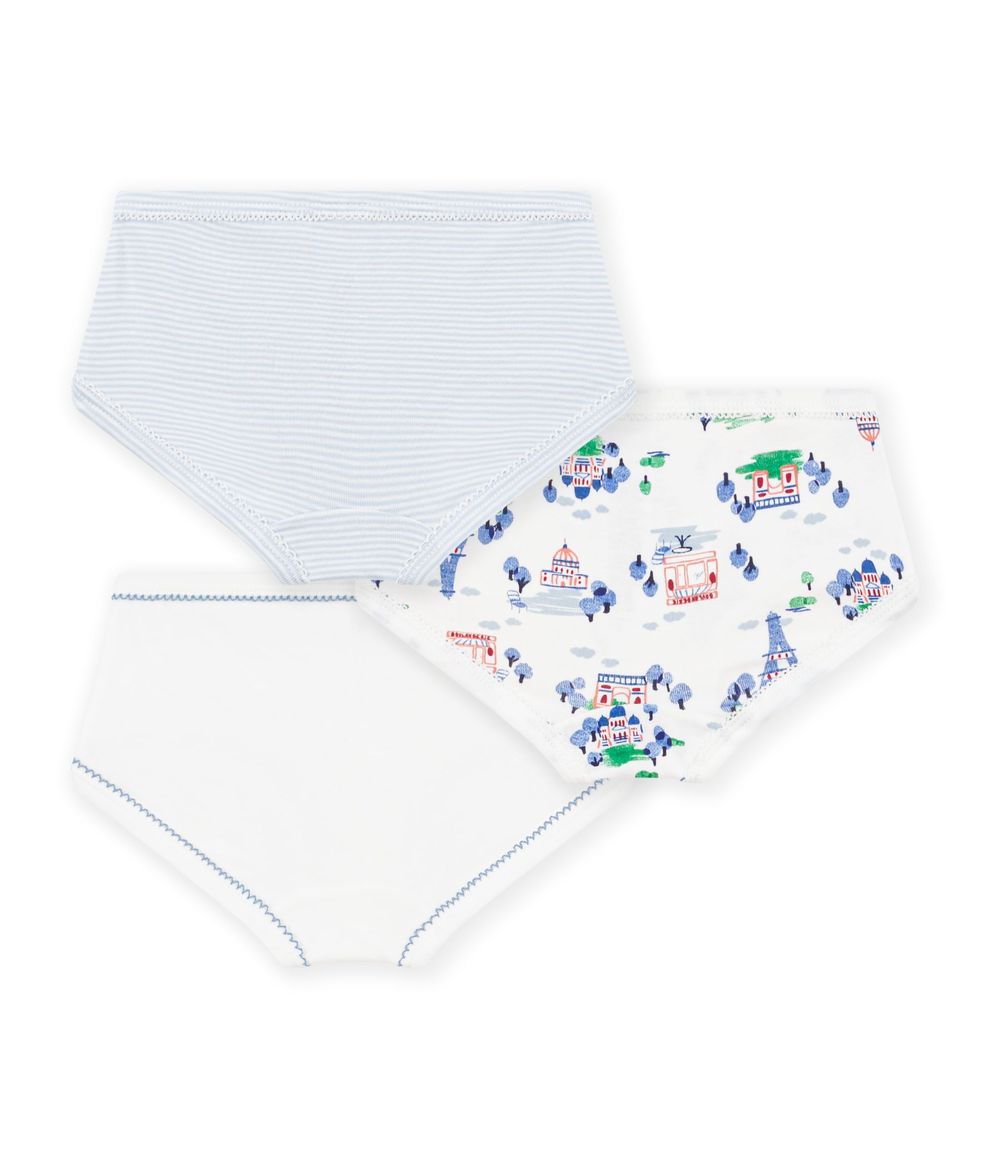 Petit Bateau - 3pc-Set - Girls Paris-Print Cotton Underpants - Multicolor