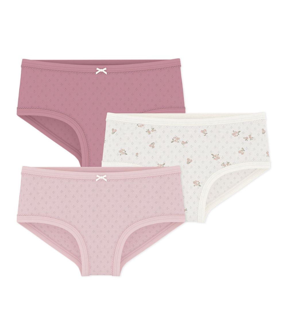 Petit Bateau - 3pc-Set - Girls Openwork Cotton Underpants - Multicolor