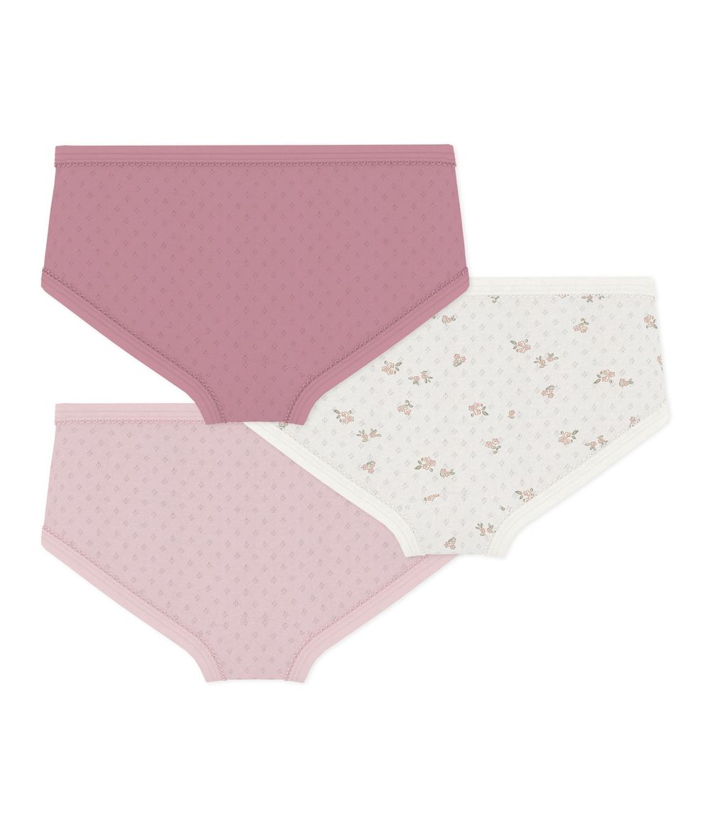 Petit Bateau - 3pc-Set - Girls Openwork Cotton Underpants - Multicolor