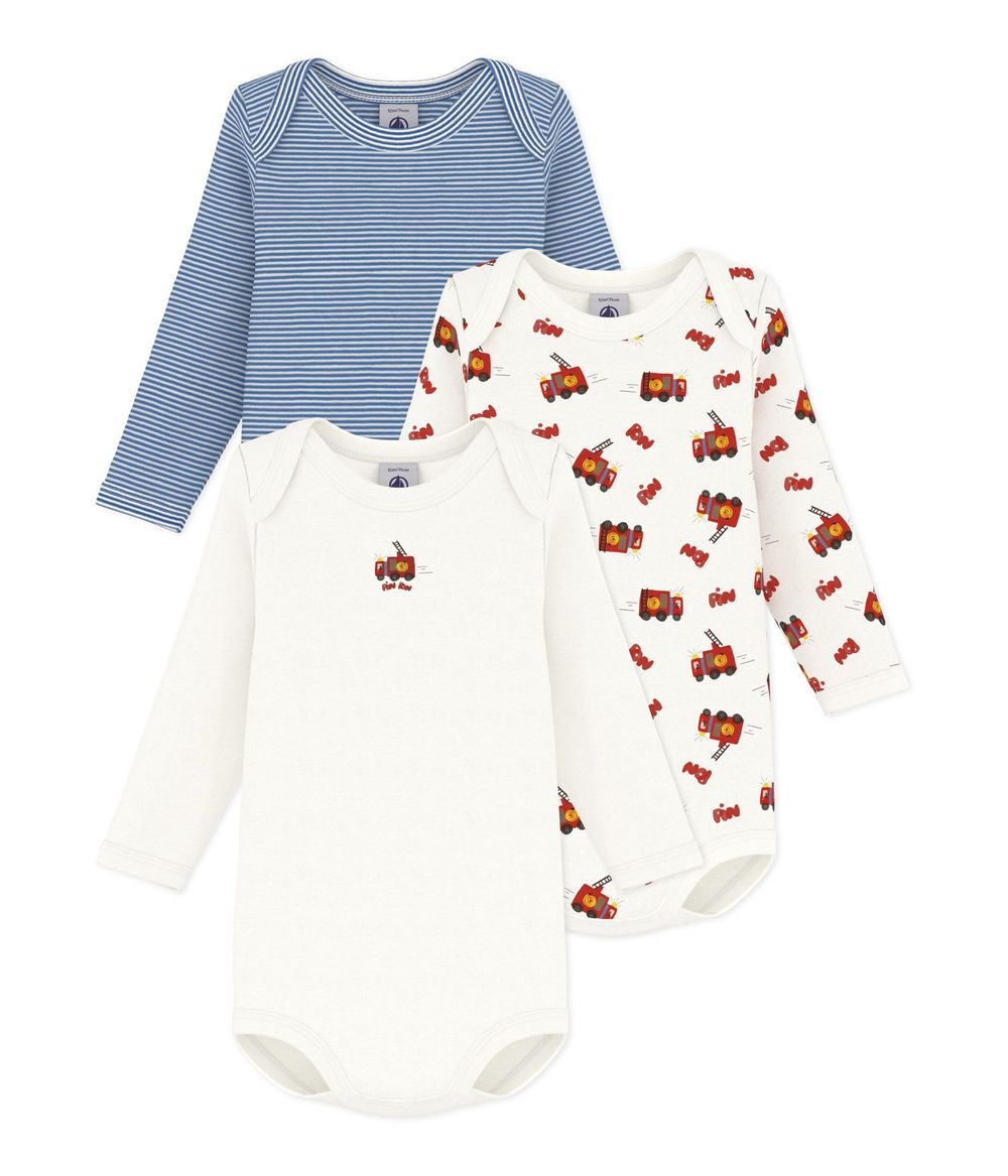 Petit Bateau - 3pc-Set - Firefighter Print Cotton Bodysuit - Multicolor