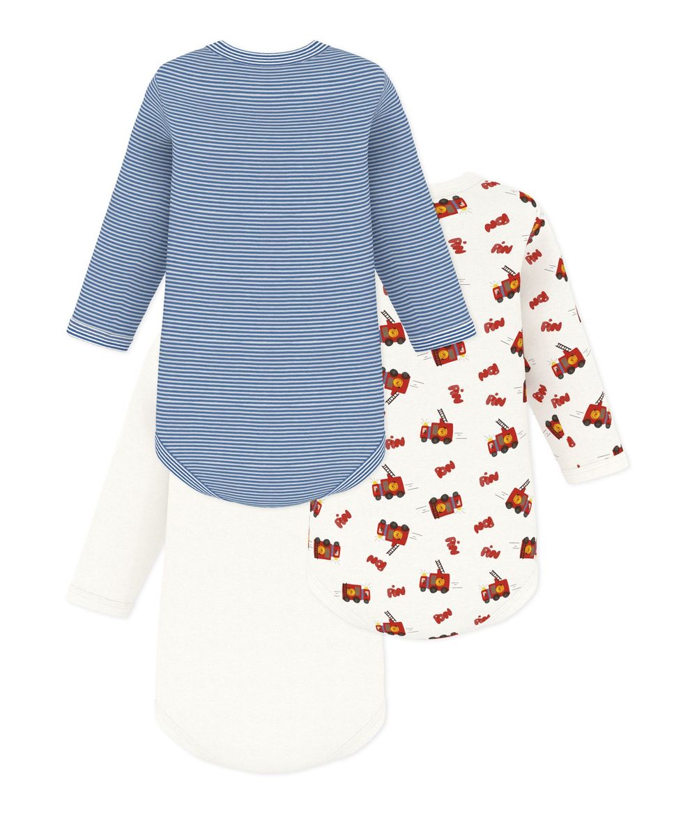 Petit Bateau - 3pc-Set - Firefighter Print Cotton Bodysuit - Multicolor