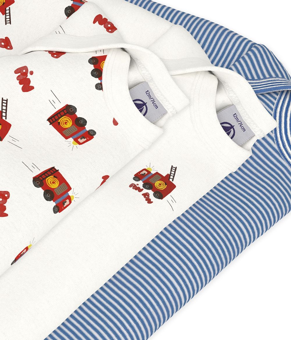Petit Bateau - 3pc-Set - Firefighter Print Cotton Bodysuit - Multicolor