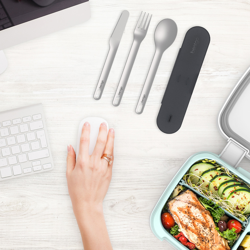 Bentgo - Stainless Steel Utensil Set - 4 Pcs - Carbon Black