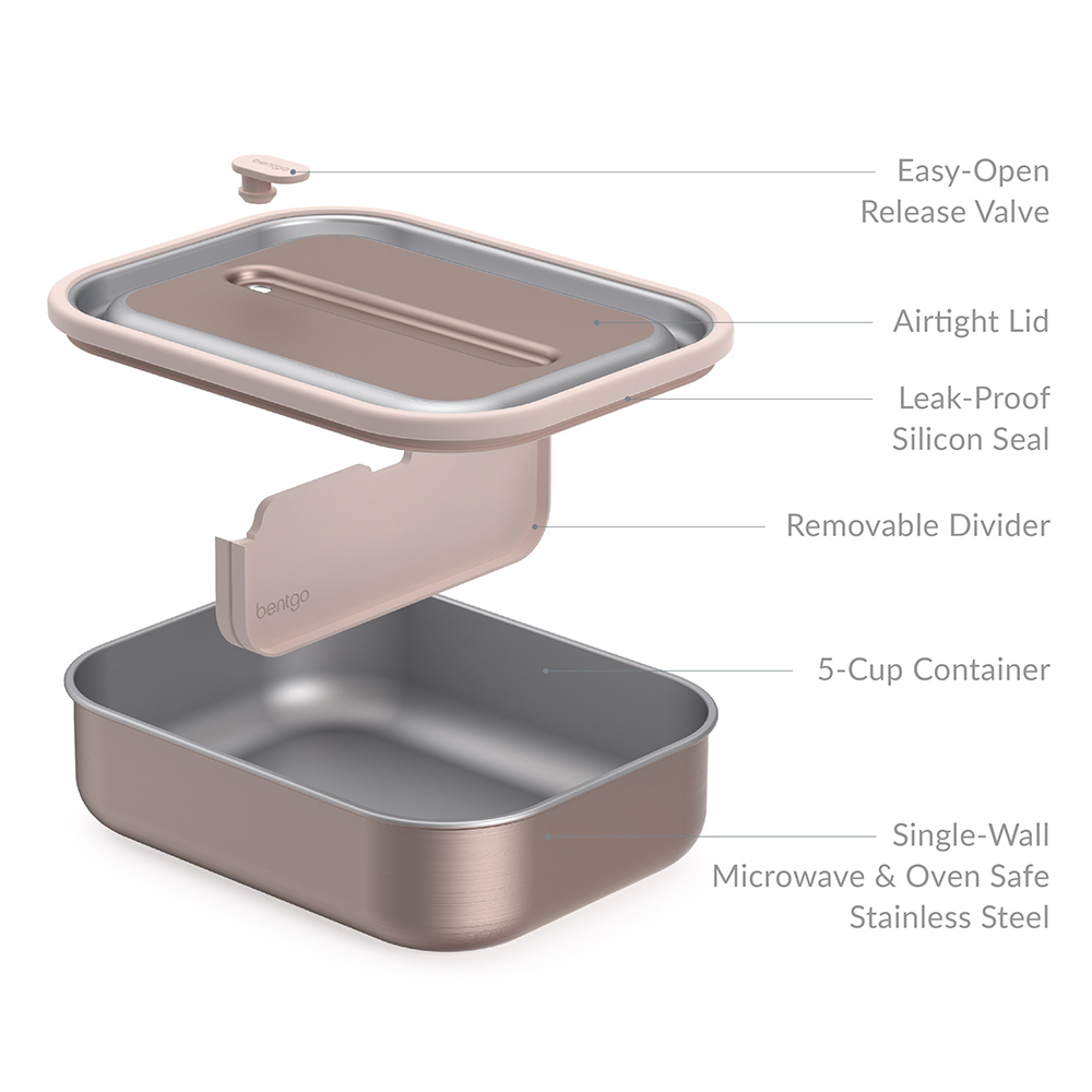 Bentgo - Microsteel Leak Proof Lunch Box - Rose Gold
