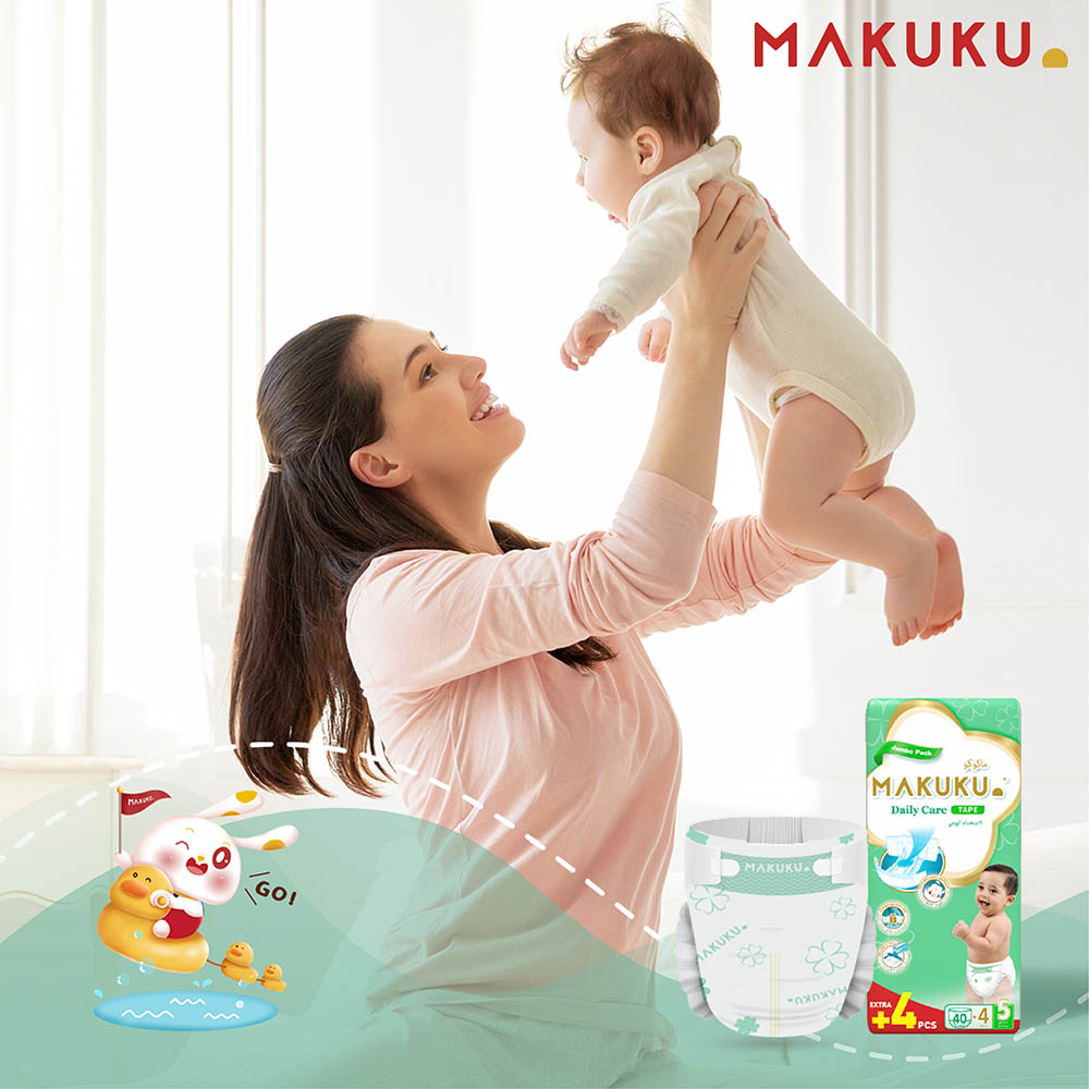 Makuku - Daily Care Tape Diapers - Jumbo Pack - Size 5 - 12-17 kg - Pack of 6 -  264 Count
