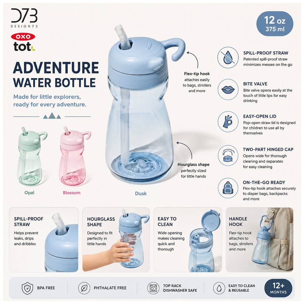 Oxo - Tot - Adventure Water Bottle - Dusk - 354ml