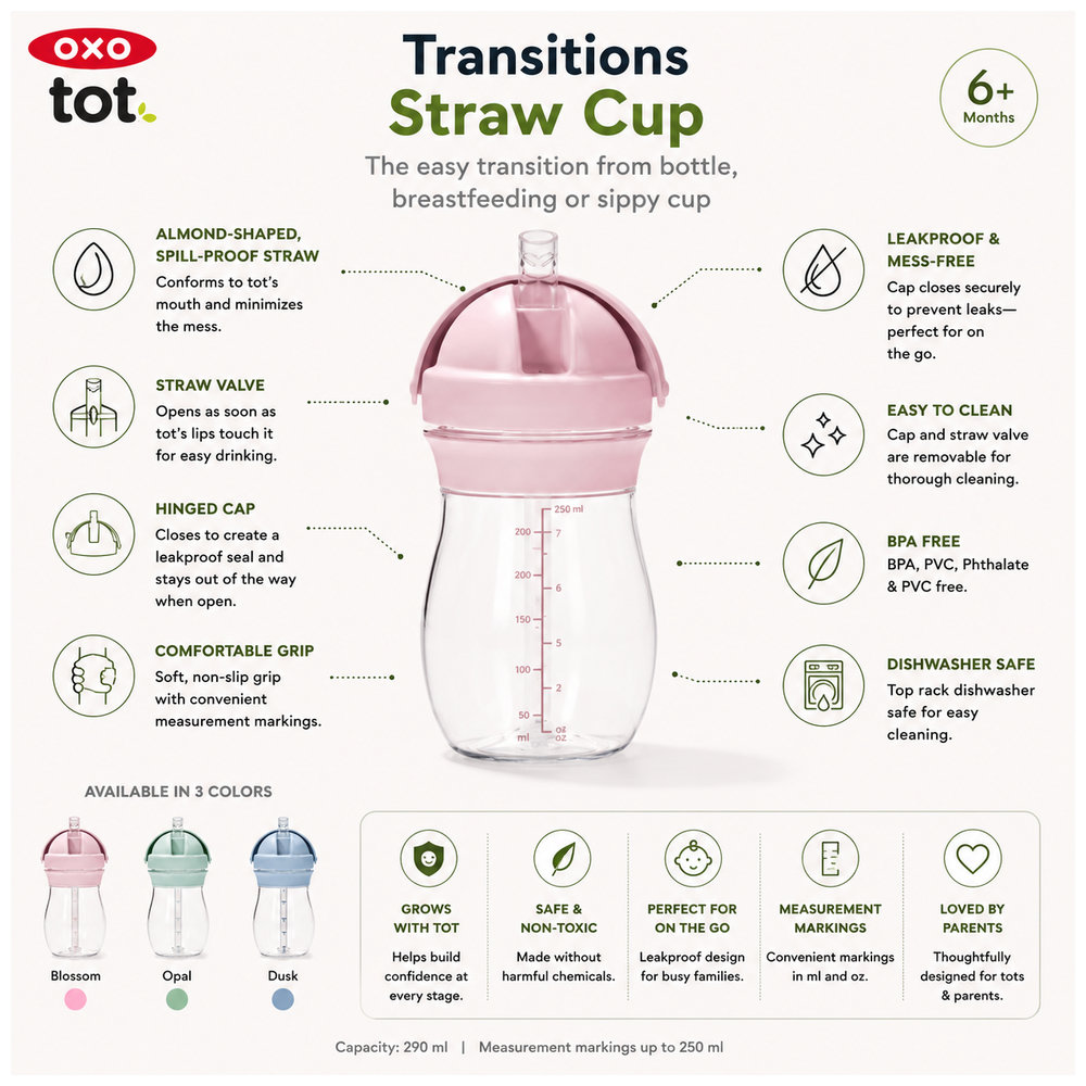 Oxo - Tot - Transitions Straw Cup - Blossom - 266ml