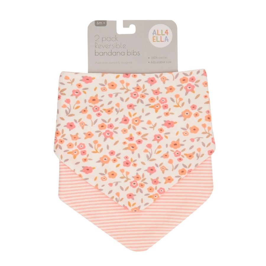 All4Ella - Reversible Bandana Bibs - Floral Bouquet - 2 Pcs