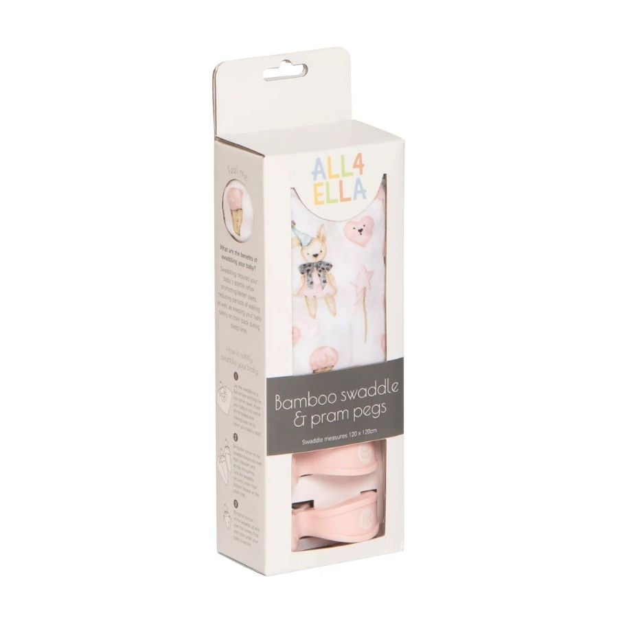 All4Ella - Bamboo and 2 Pram Peg Box Set - Ice Creams Teddy