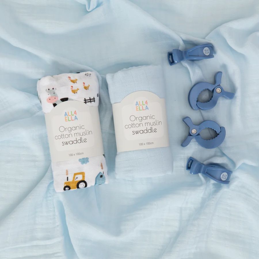 All4ella - Muslin Swaddle - Barnyard