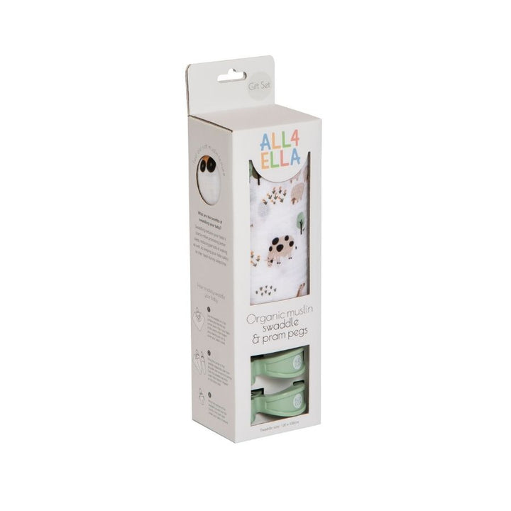 All4Ella - Muslin and 2 Pram Peg Gift Set - Country Farm