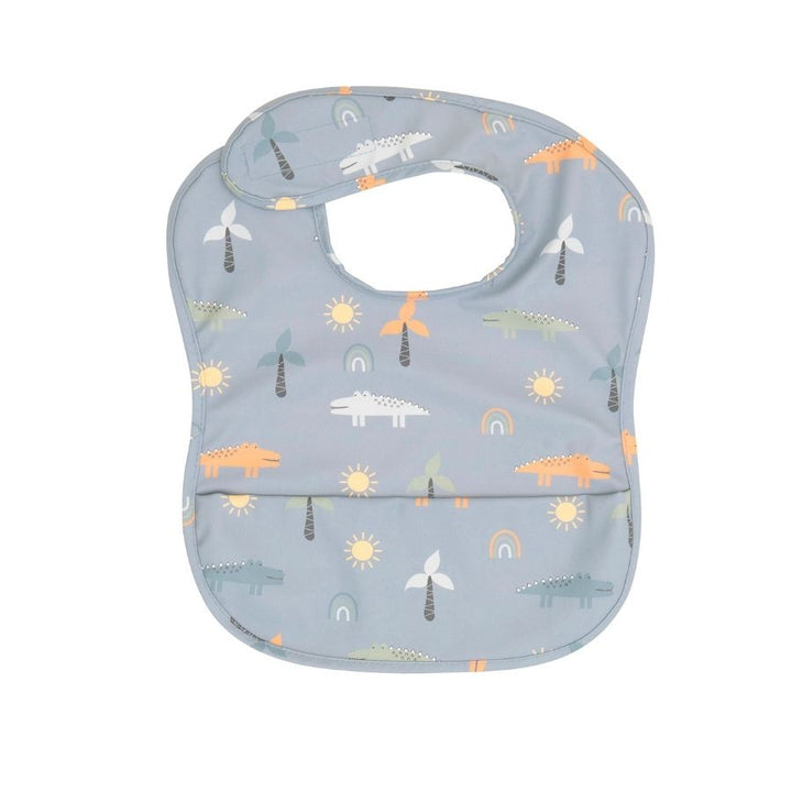 All4ella - Recycled Pouch Bib - Crocodile - Blue