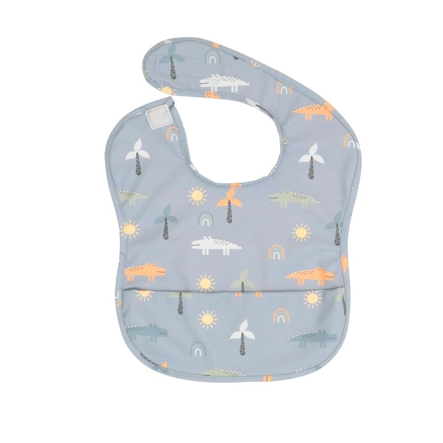 All4ella - Recycled Pouch Bib - Crocodile - Blue
