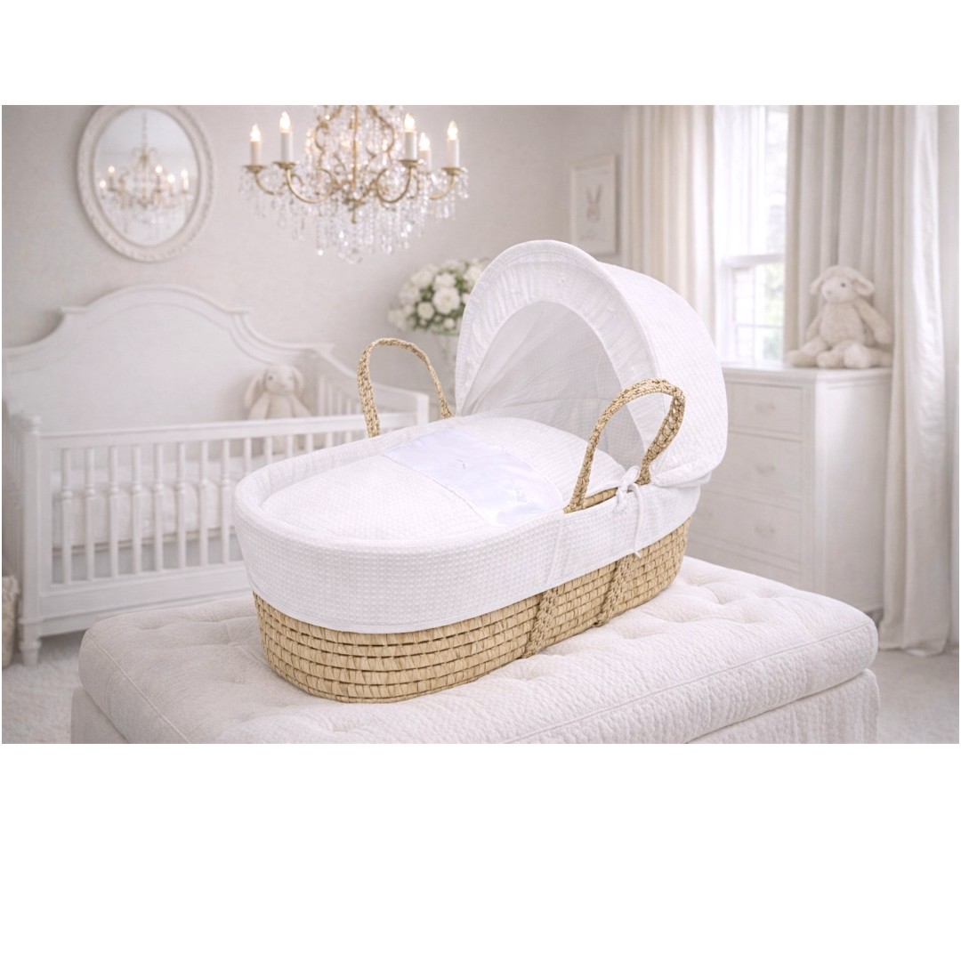 Kinder Valley - Royal Waffle With Bow Moses Basket