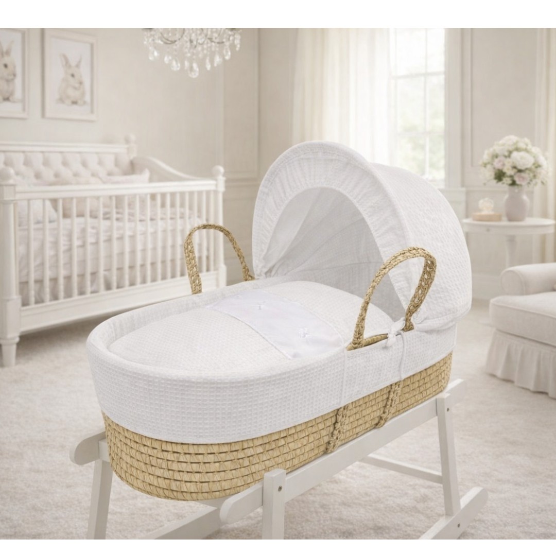 Kinder Valley - Royal Waffle With Bow Moses Basket