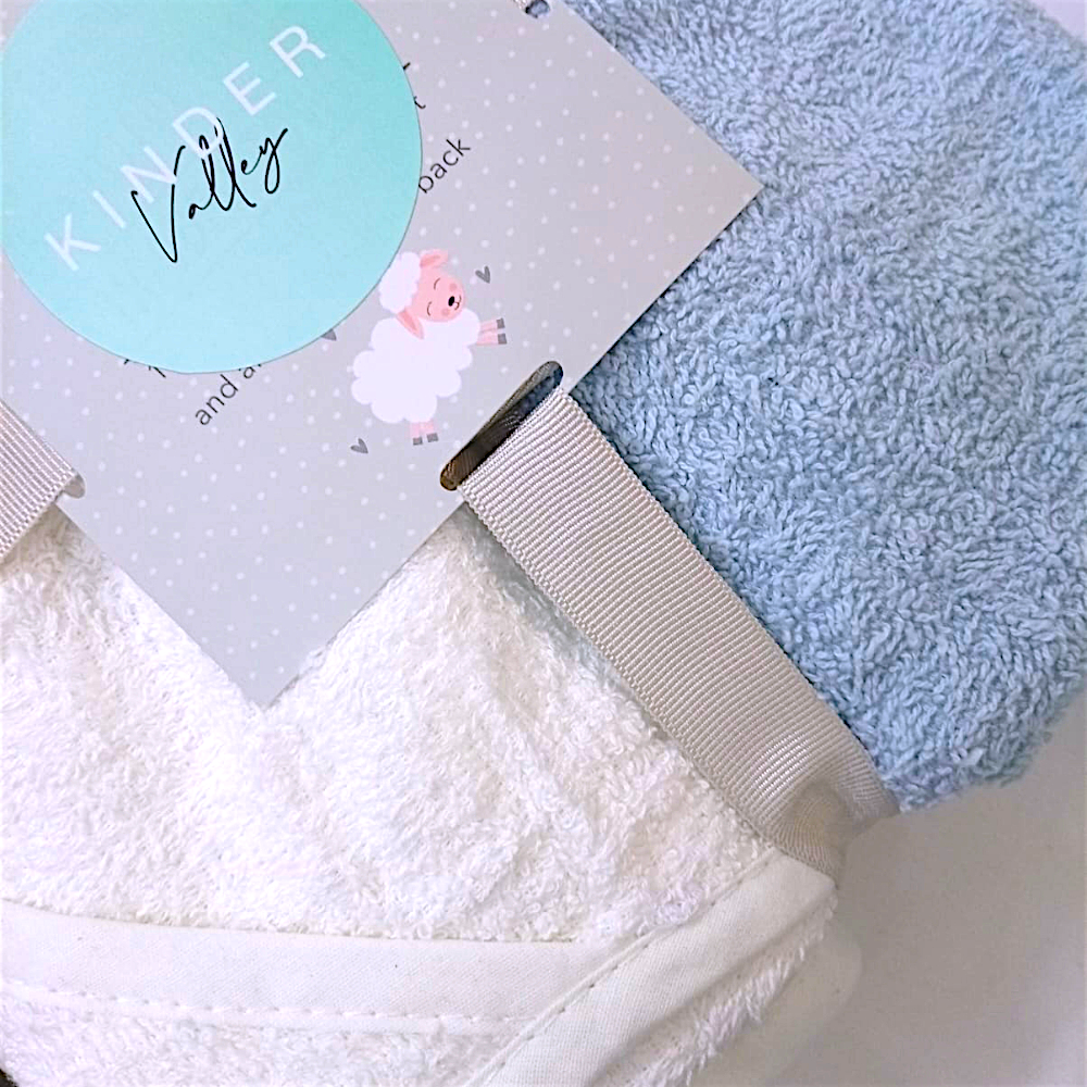 Kinder Valley Baby Hooded Towel - Blue/White - Pack of 2