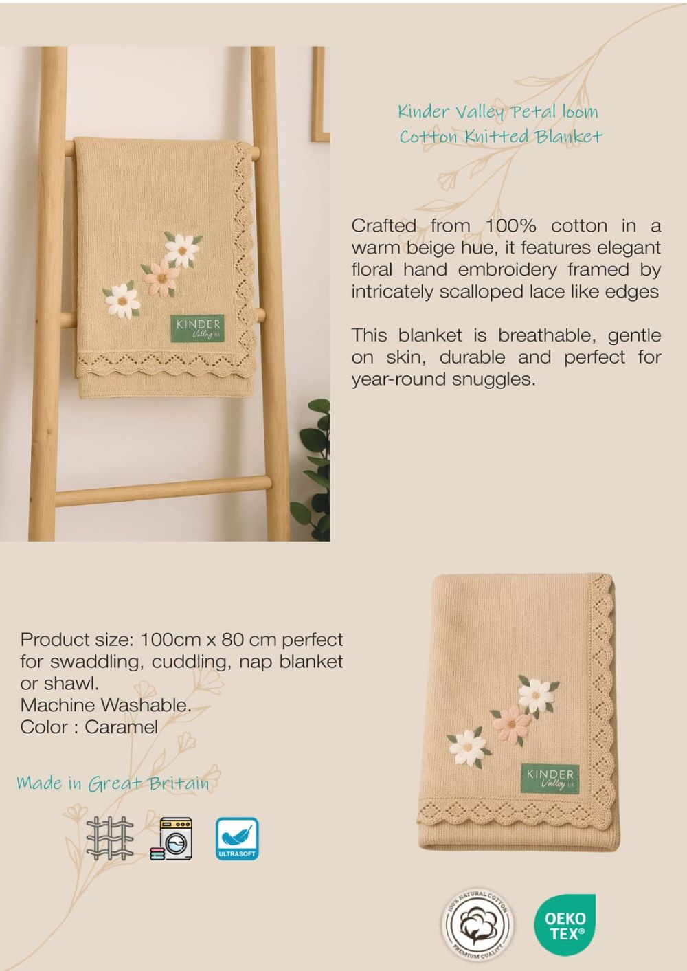 Kinder Valley - PetalLoom Cotton Knitted Blanket
