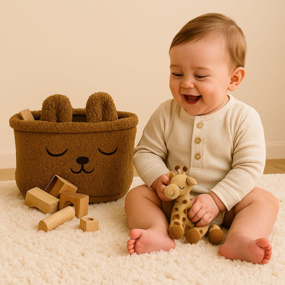 Kinder Valley - Bear Sherpa Storage Tub - Brown