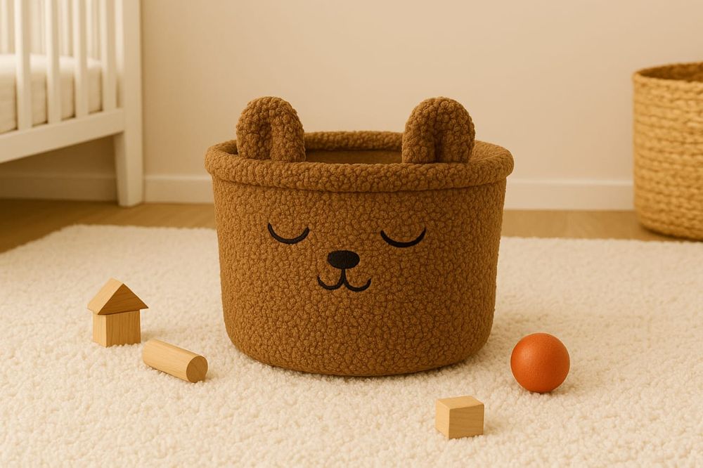 Kinder Valley - Bear Sherpa Storage Tub - Brown
