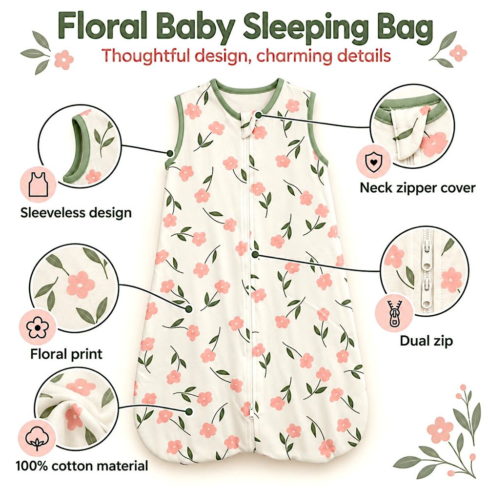 Kinder Valley - Floral Cotton Sleeping Bag_M