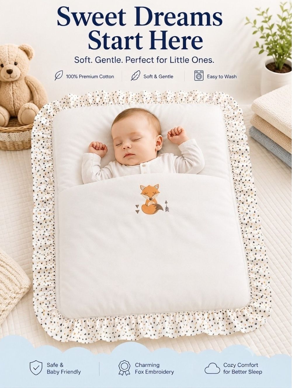 Kinder Valley - Little Fox Sleeping Bag - White