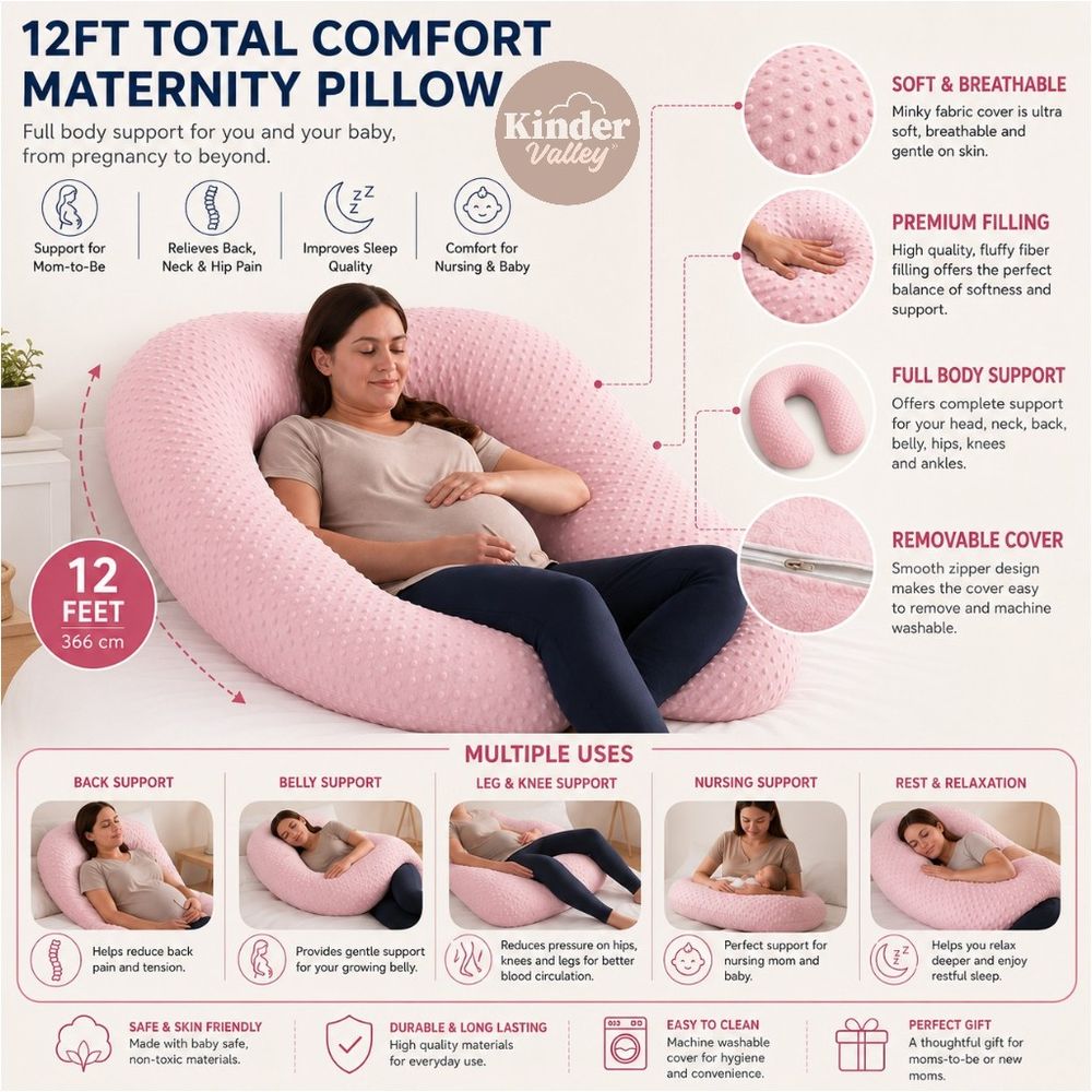 Kinder Valley - Cuddle Me Maternity Pillow - Pink - 12 FT