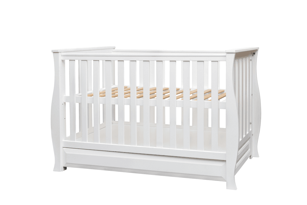 Kinder Valley - Luna Sleigh Cot With Drawer - White