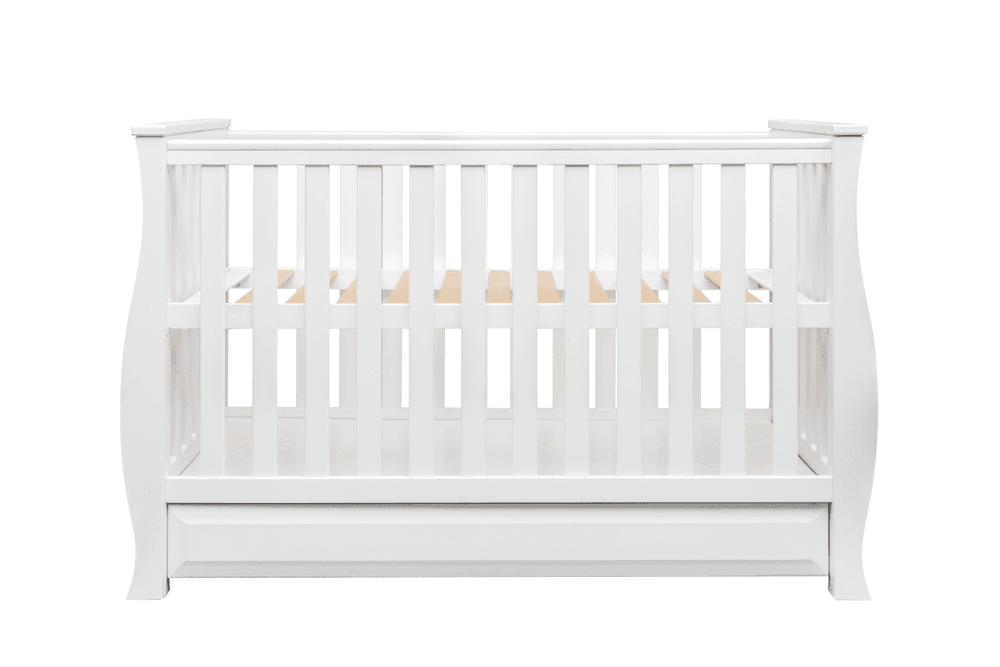 Kinder Valley - Luna Sleigh Cot With Drawer - White