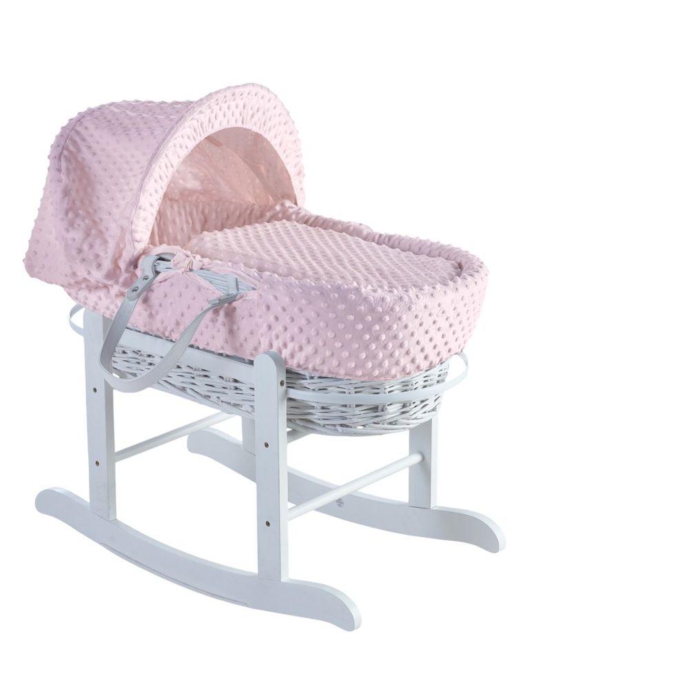 Kinder Valley Cuddle Me Wicker Moses Basket With Rocking Stand - Pink
