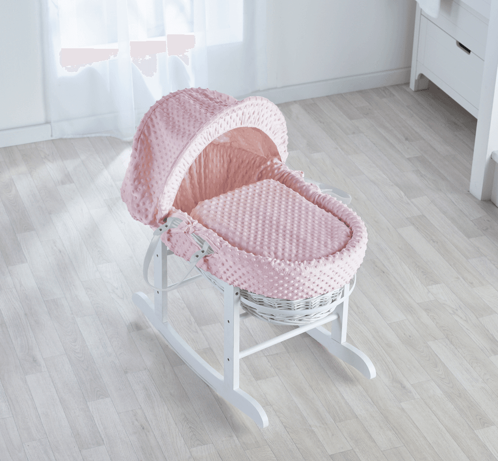 Kinder Valley Cuddle Me Wicker Moses Basket With Rocking Stand - Pink